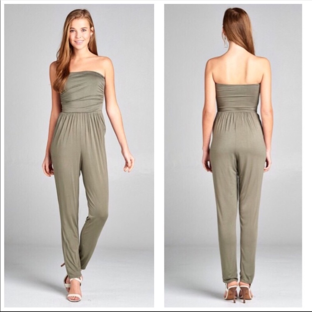 Donating in 2024/Olive Strapless Jumpsuit